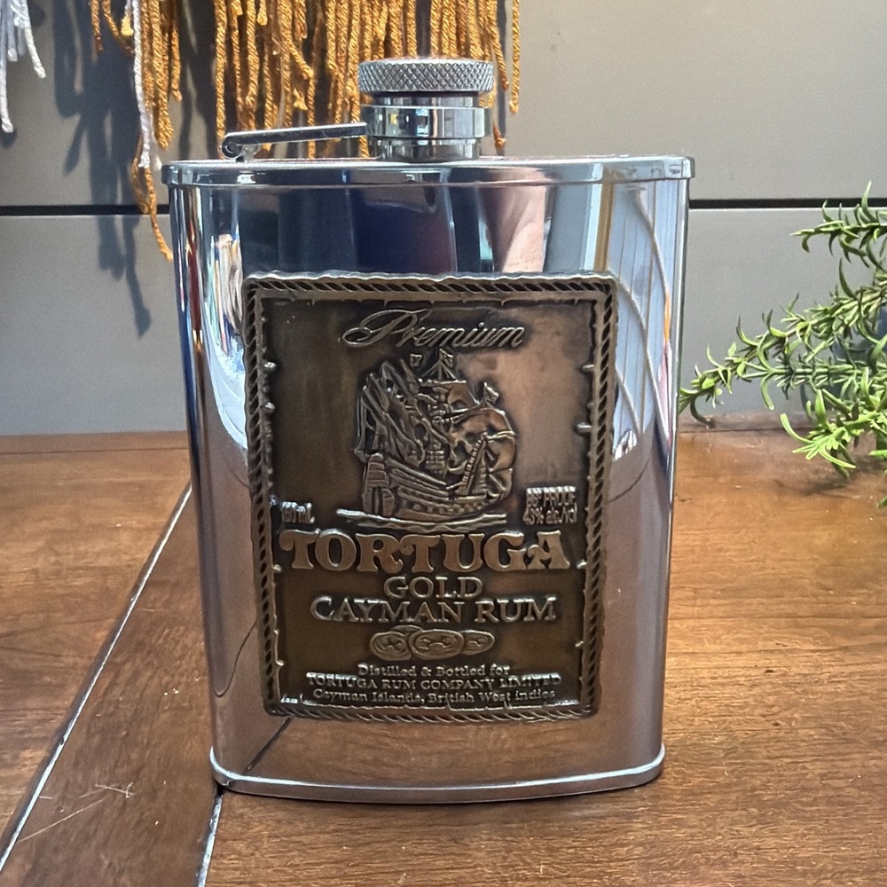 Tortuga Gold Cayman Rum Stainless Steel Hip Flask 6 oz.